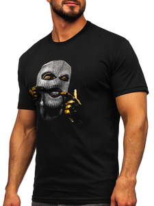 Tricou negru bărbătesc cu imprimeu Bolf 142172