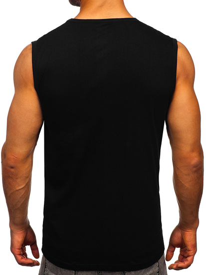 Maiou negru tank top cu imprimeu Bolf 14808