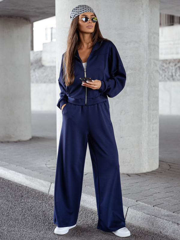 Trening cu fermoar două piese pentru femei unt albastru marin Bolf 821109