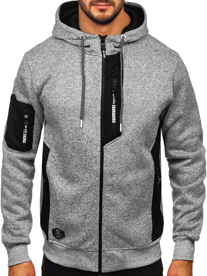 Hanorac-sacou gri pentru bărbați cu glugă Bolf TC1211