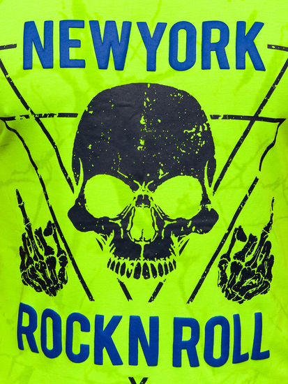 Tricou cu imprimeu verde-neon Bolf Y70030