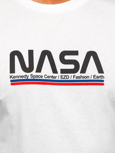 Tricou din bumbac alb cu imprimeu Bolf 14749