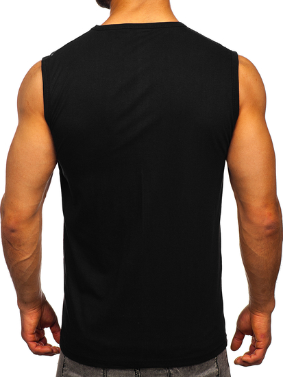 Maiou negru tank top cu imprimeu Bolf 14813