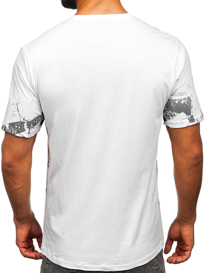 Tricou din bumbac cu imprimeu alb Bolf 14766