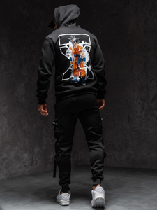 Hanorac negru cu imprimeu Bolf 147049A