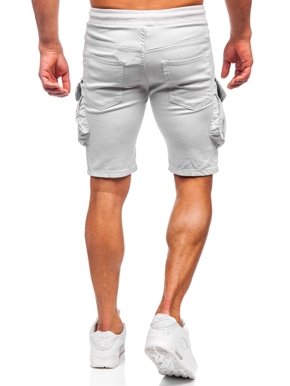 Pantaloni scurți cargo din material gri deschis pentru bărbați Bolf 384K