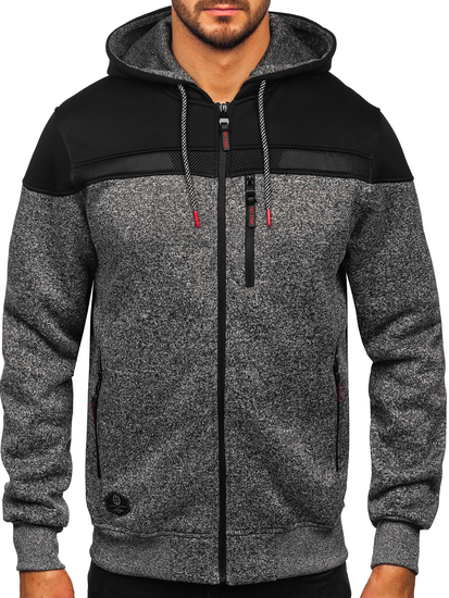 Jachetă antracit pentru bărbați cu glugă Bolf TC1217