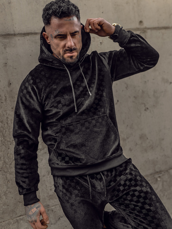 Trening catifea negru cu glugă Bolf 3A82-A