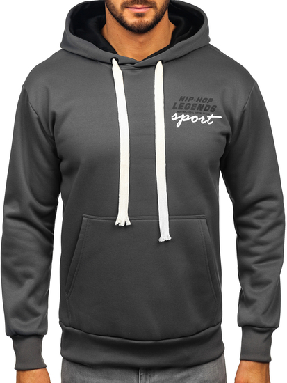 Hanorac tip cangur pentru bărbați din grafit cu imprimeu Bolf M280