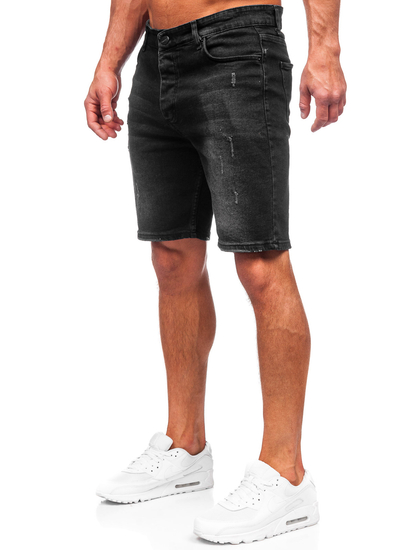 Pantaloni scurți negri din denim Bolf 0490