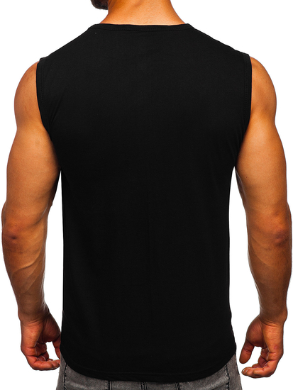 Maiou negru tank top cu imprimeu Bolf 14828