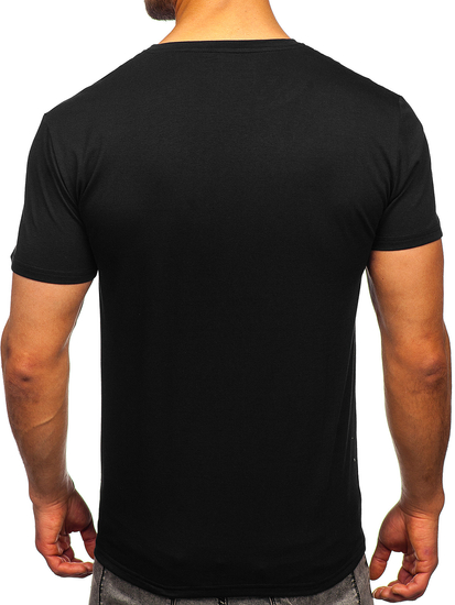 Tricou negru cu imprimeu Bolf Y70007