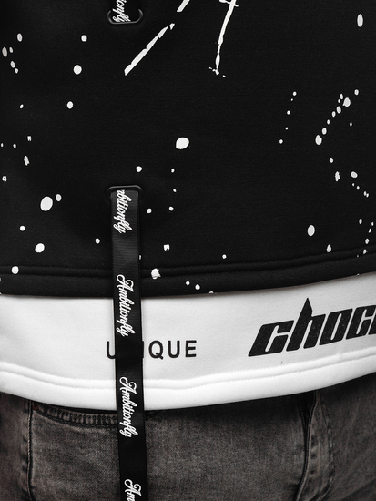 Hanorac negru cu imprimeu Bolf LJ0586A