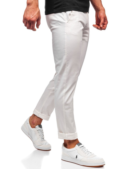 Pantaloni chinos albi bărbati Bolf 1143