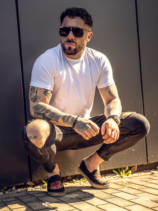 Tricou bărbătesc alb din bumbac fără imprimeu Bolf 192397B