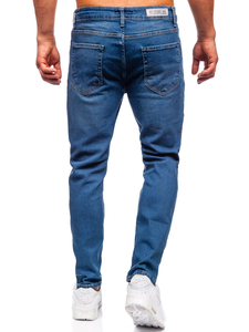 Pantaloni de blugi slim pentru bărbați, de culoare bleumarin, Bolf 6452