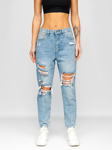 Blugi albaștri dame mom fit Bolf WL2101