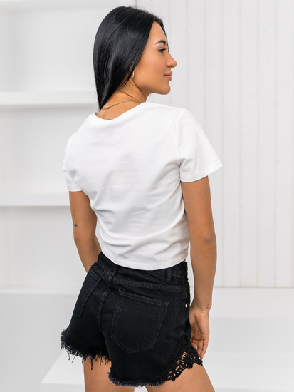 Tricou alb de dama cu aplicatie Bolf 96T612