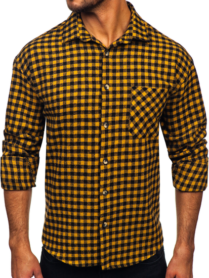 Cămașă cu mânecă lungă din flanel în carouri pentru bărbați Bonley 2025-2