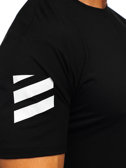 Tricou negru cu imprimeu Bolf 14404