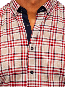 Cămașă in carouri écru mâneca scurtă Bolf 2101501