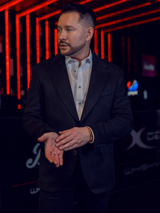 Sacou negru din catifea pentru bărbați Bolf 24410