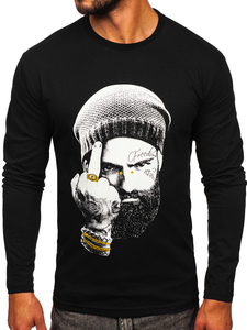 Bluză neagră cu imprimeu Bolf 146742