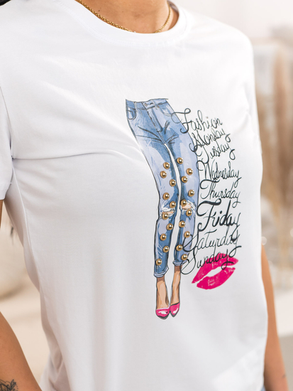 Tricou alb de dama cu imprimeu Bolf 95T2507