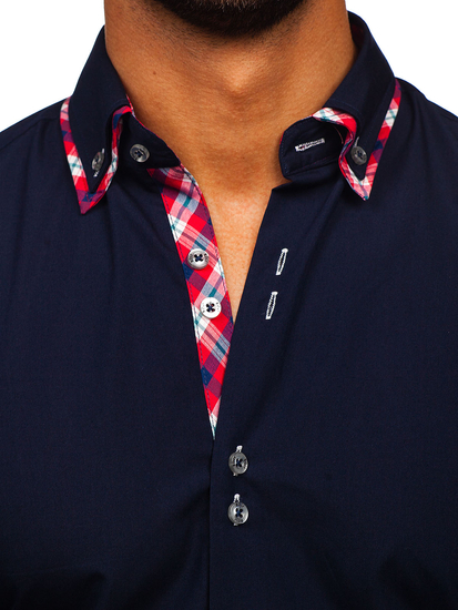 Cămașă elegantă pentru bărbat cu mâneca lungă bluemarin Bolf 4704