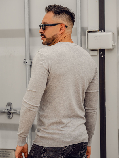 Cardigan gri pentru bărbați cu fermoar Bolf YY06A