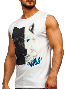 Maiou alb tank top cu imprimeu Bolf 14823