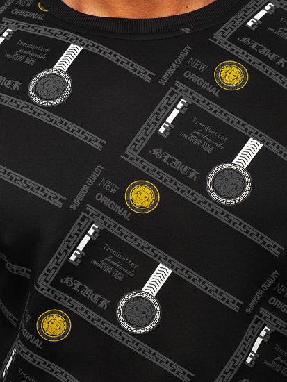 Hanorac negru cu imprimeu Bolf 8B1110