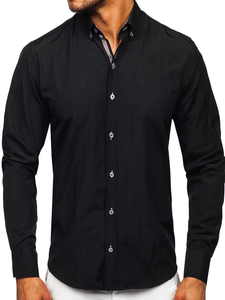 Cămașă neagră mâneca lungă Bolf 20718