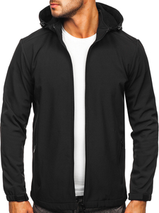 Jachetă neagră de tranziție softshell pentru bărbați Bolf HH017