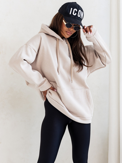 Bolf 82131 Hanorac izolat pentru femei bej cu buzunar cangur