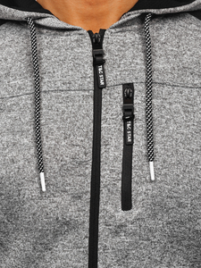 Hanorac-sacou gri pentru bărbați cu glugă Bolf TC1230