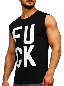 Maiou negru tank top cu imprimeu Bolf 14820