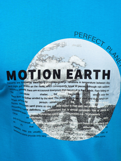 Tricou bărbătesc din bumbac albastru cu imprimeu Bolf MPO3466