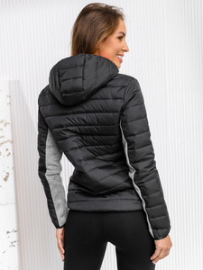 Jachetă cu glugă tranzițională pentru femei Bolf negru KSW4005A1
