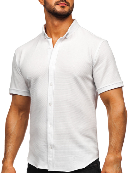 Cămașă din muselină cu mâneca scurtă albă Bolf 2013