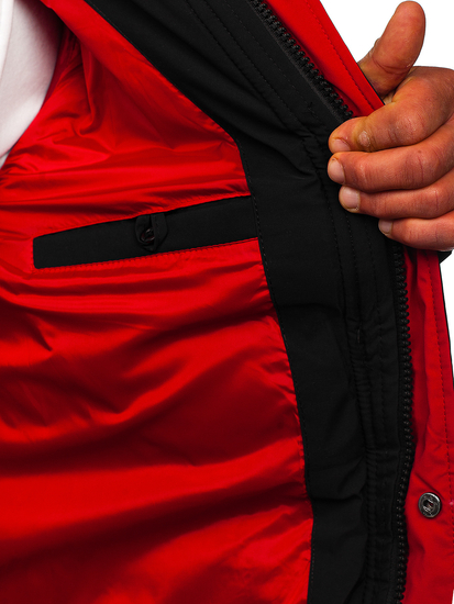 Geacă de iarnă parka matlasată neagră Bolf 7330 