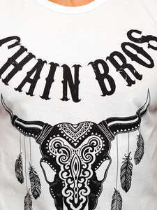 Maiou alb tank top cu imprimeu Bolf 14809