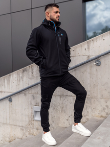 Geacă softshell neagră-albastră Bolf WX062