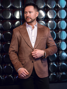 Sacou maro din catifea pentru bărbați Bolf 24410