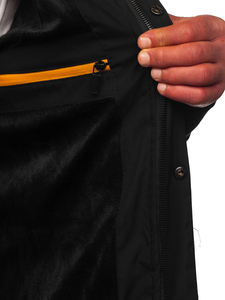 Geacă de iarnă lungă matlasată neagră Bolf 22M59