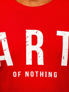 Tricou roșu imprimat din bumbac pentru bărbați Bolf 1180