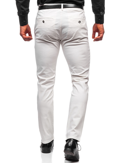 Pantaloni chinos albi bărbati Bolf 1143