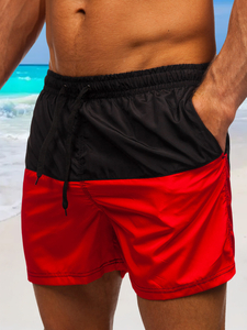 Pantaloni scurți de baie roșu-negri Bolf HM058