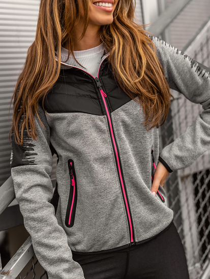 Jachetă matlasată cu glugă pentru femei Bolf gri KSW4007A