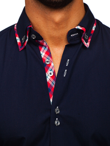 Cămașă elegantă pentru bărbat cu mâneca lungă bluemarin Bolf 4704